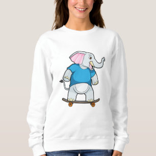 Elephant as Skater with Skateboard Sweatshirt