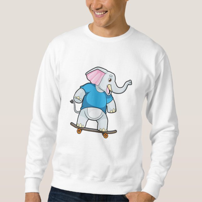 Elephant as Skater with Skateboard Sweatshirt (Front)