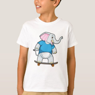 Elephant as Skater with Skateboard T-Shirt