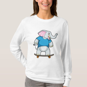 Elephant as Skater with Skateboard T-Shirt