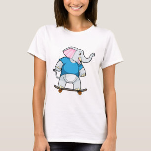 Elephant as Skater with Skateboard T-Shirt