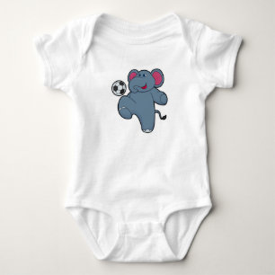 Elephant as Soccer player with Soccer ball Baby Bodysuit