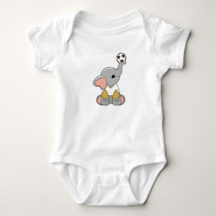 Elephant as Soccer player with Soccer ball Baby Bodysuit