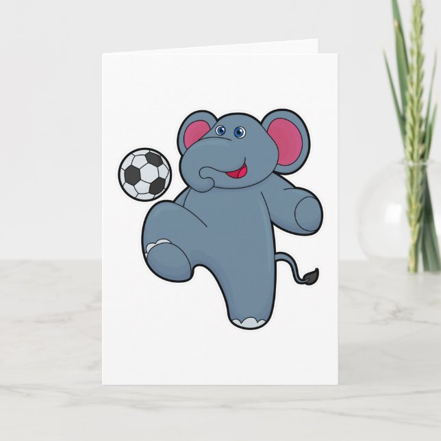 Elephant as Soccer player with Soccer ball Card (Front)