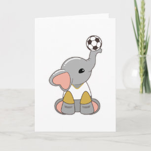 Elephant as Soccer player with Soccer ball Card