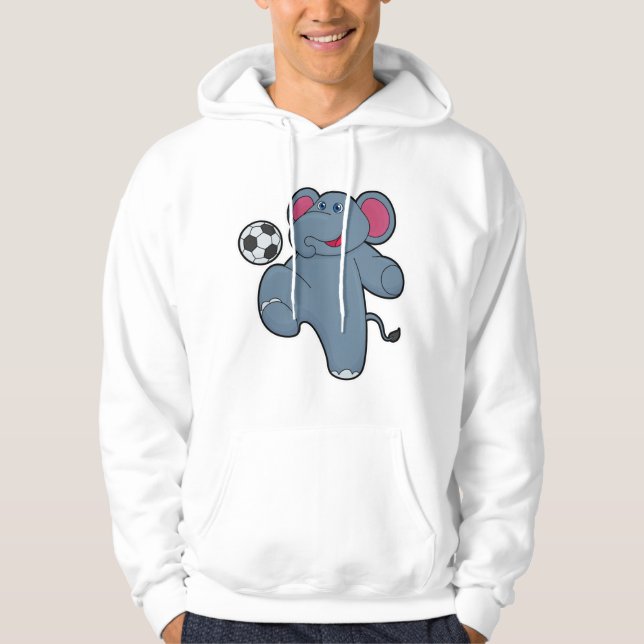Elephant as Soccer player with Soccer ball Hoodie (Front)