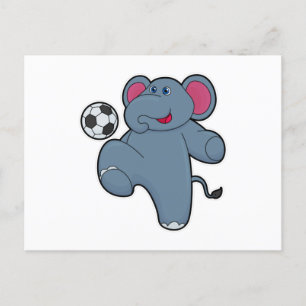 Elephant as Soccer player with Soccer ball Postcard