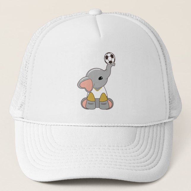 Elephant as Soccer player with Soccer ball Trucker Hat (Front)