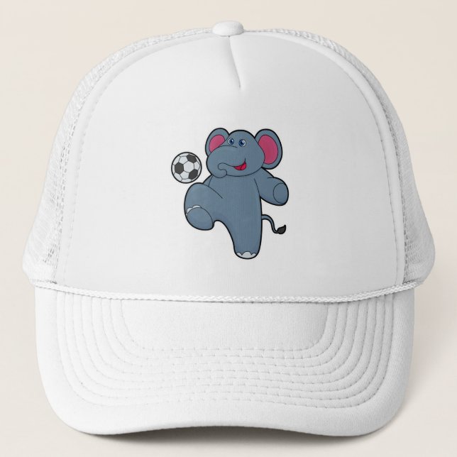 Elephant as Soccer player with Soccer ball Trucker Hat (Front)