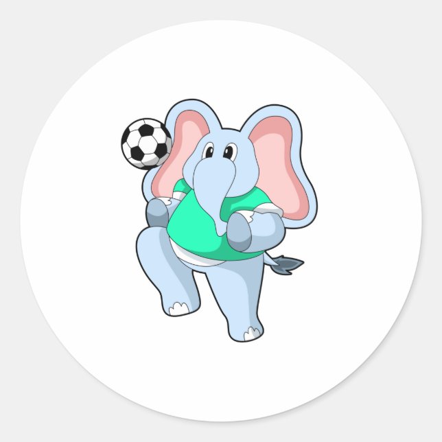 Elephant as Soccer player with Soccer.PNG Classic Round Sticker (Front)