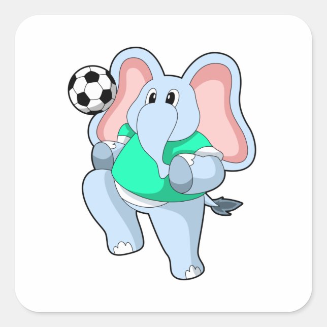 Elephant as Soccer player with Soccer.PNG Square Sticker (Front)