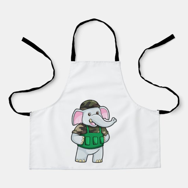 Elephant as Soldier with Uniform & Helmet Apron (Front)