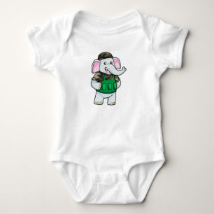 Elephant as Soldier with Uniform & Helmet Baby Bodysuit