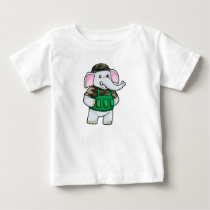 Elephant as Soldier with Uniform & Helmet Baby T-Shirt