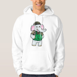 Elephant as Soldier with Uniform & Helmet Hoodie