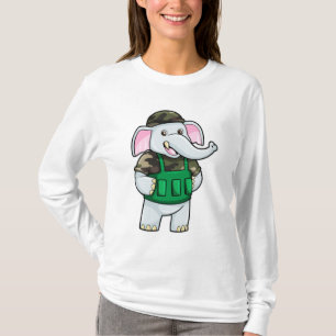 Elephant as Soldier with Uniform & Helmet T-Shirt