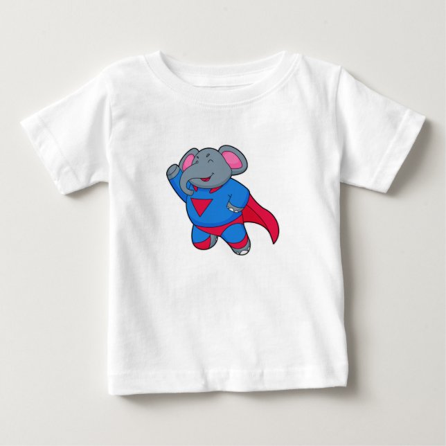 Elephant as Superhero Baby T-Shirt (Front)
