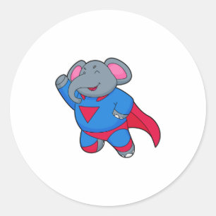 Elephant as Superhero Classic Round Sticker
