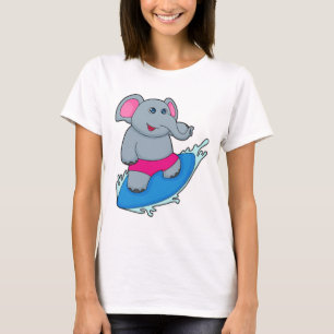 Elephant as Surfer with Surfboard T-Shirt