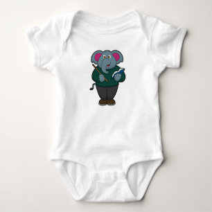 Elephant as Teacher with Book & Pointer Baby Bodysuit