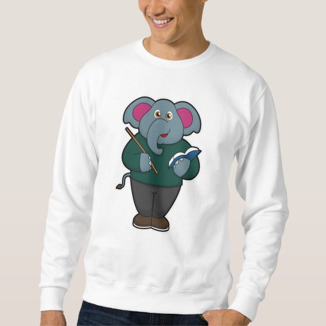 Elephant as Teacher with Book & Pointer Sweatshirt (Front)