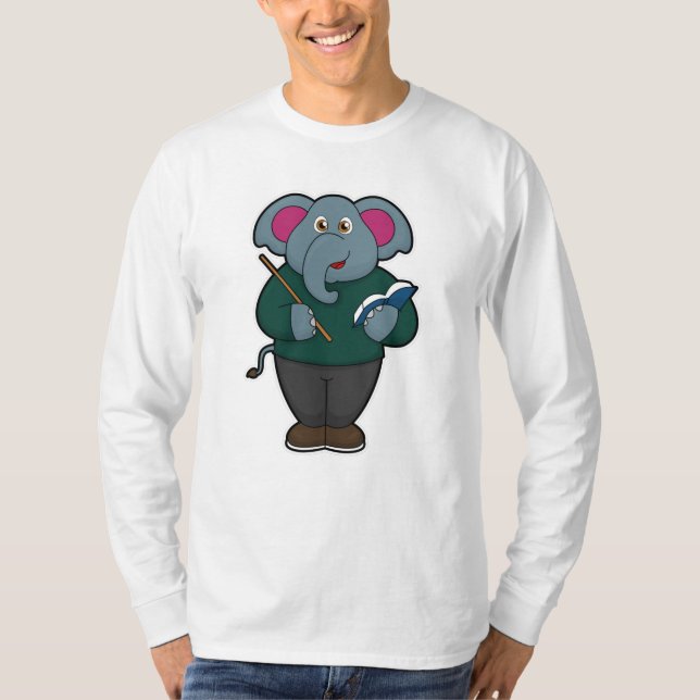 Elephant as Teacher with Book & Pointer T-Shirt (Front)