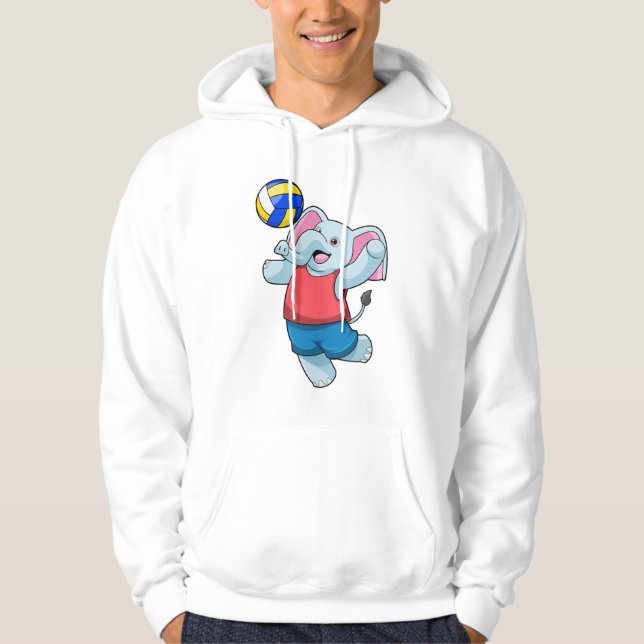 Elephant as Volleyball player with Volleyball Hoodie (Front)