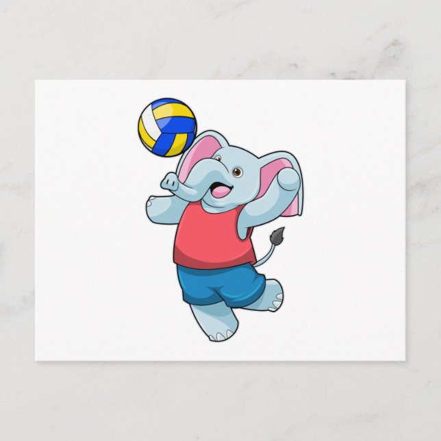 Elephant as Volleyball player with Volleyball Postcard (Front)