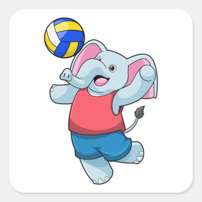 Elephant as Volleyball player with Volleyball Square Sticker (Front)
