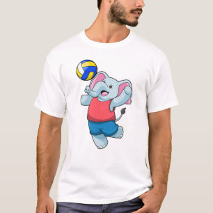 Elephant as Volleyball player with Volleyball T-Shirt