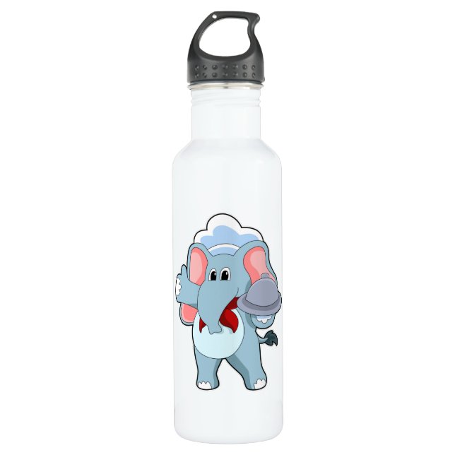 Elephant as Waiter with Platter 710 Ml Water Bottle (Front)