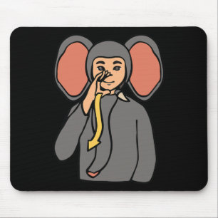 Elephant ASL Hand Gesture Deaf Hearing Loss Awaren Mouse Mat