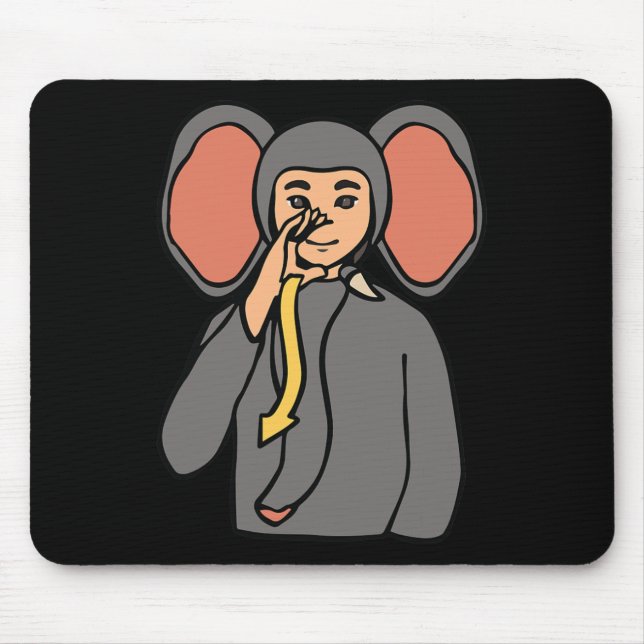 Elephant ASL Hand Gesture Deaf Hearing Loss Awaren Mouse Mat (Front)