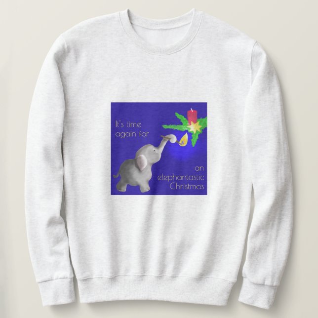 Elephant-astic Christmas "Ugly" Dumbo with Candle Sweatshirt (Design Front)