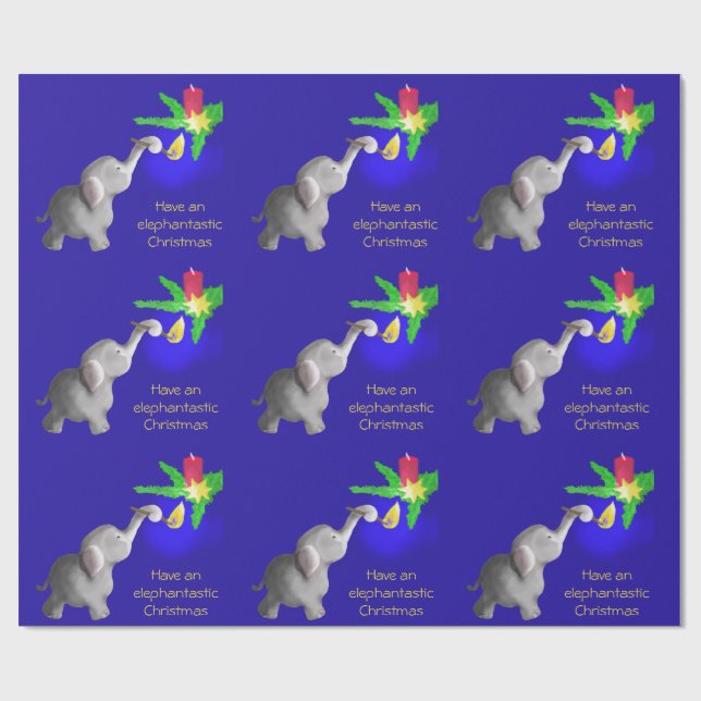 Elephant-astic Xmas Cartoon Dumbo Lights Candle Wrapping Paper (Flat)