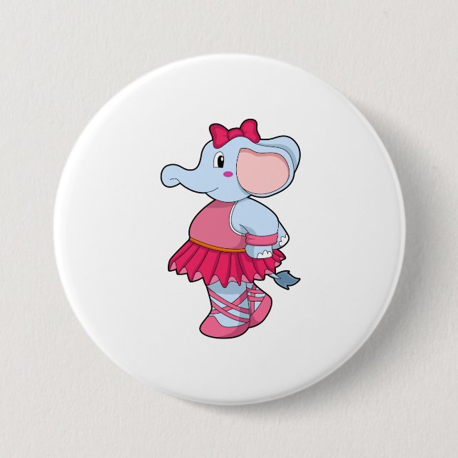 Elephant at Ballet with Skirt 7.5 Cm Round Badge (Front)