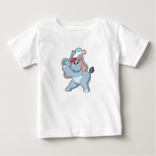 Elephant at Baseball Baby T-Shirt