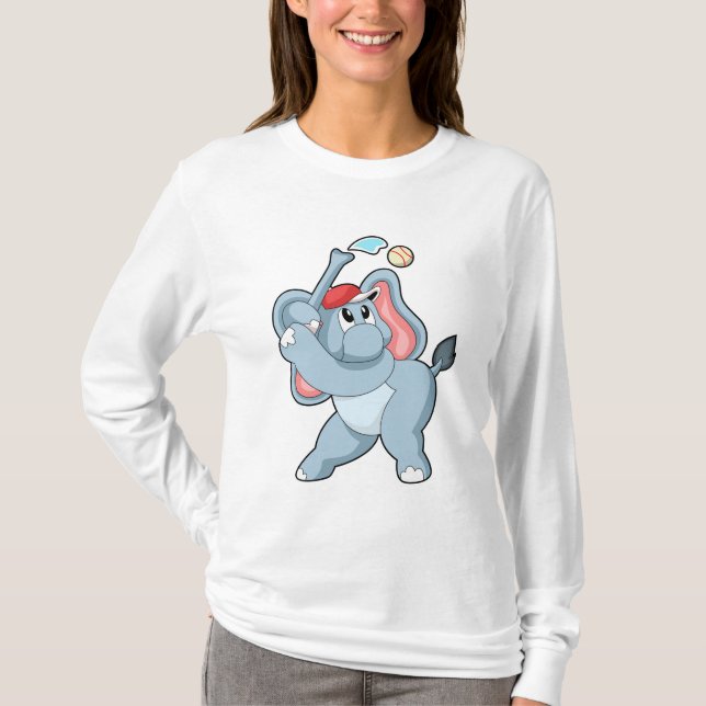 Elephant at Baseball T-Shirt (Front)