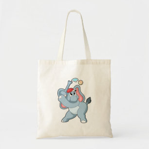 Elephant at Baseball Tote Bag