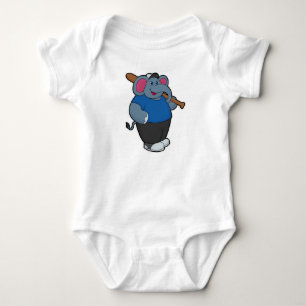 Elephant at Baseball with Baseball bat Baby Bodysuit