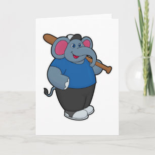 Elephant at Baseball with Baseball bat Card