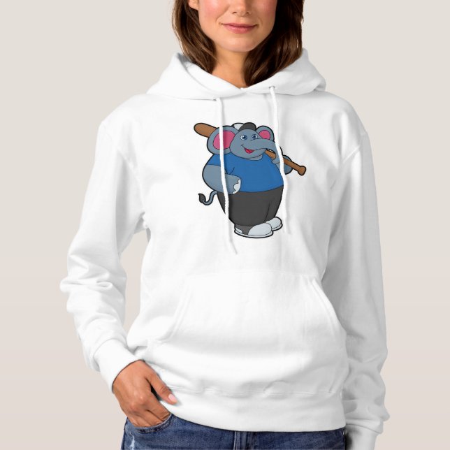 Elephant at Baseball with Baseball bat Hoodie (Front)