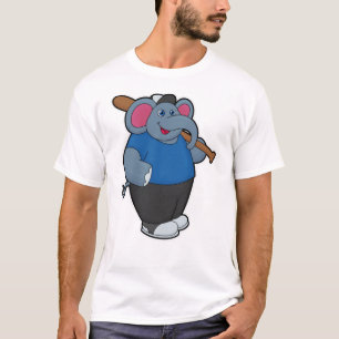 Elephant at Baseball with Baseball bat T-Shirt