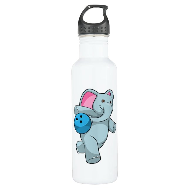 Elephant at Bowling with Bowling ball 710 Ml Water Bottle (Front)