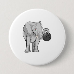Elephant at Bowling with Bowling ball 7.5 Cm Round Badge