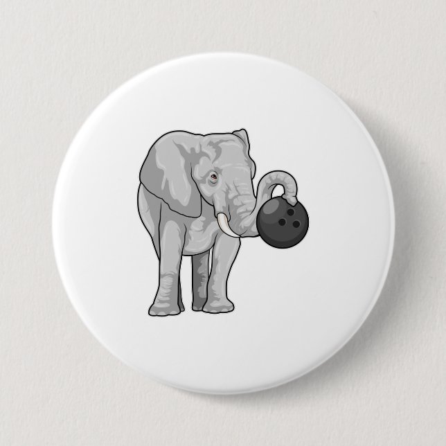 Elephant at Bowling with Bowling ball 7.5 Cm Round Badge (Front)