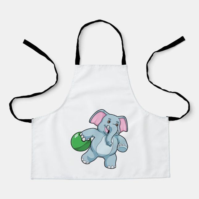 Elephant at Bowling with Bowling ball Apron (Front)