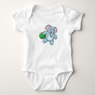 Elephant at Bowling with Bowling ball Baby Bodysuit