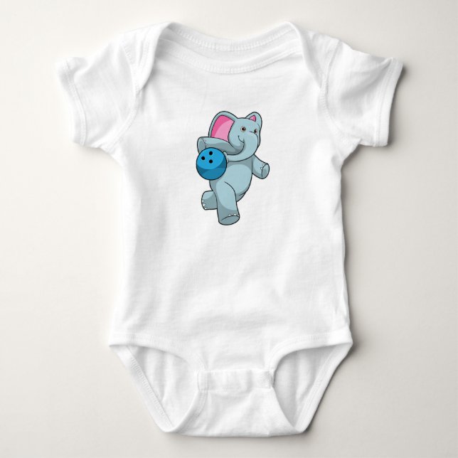 Elephant at Bowling with Bowling ball Baby Bodysuit (Front)