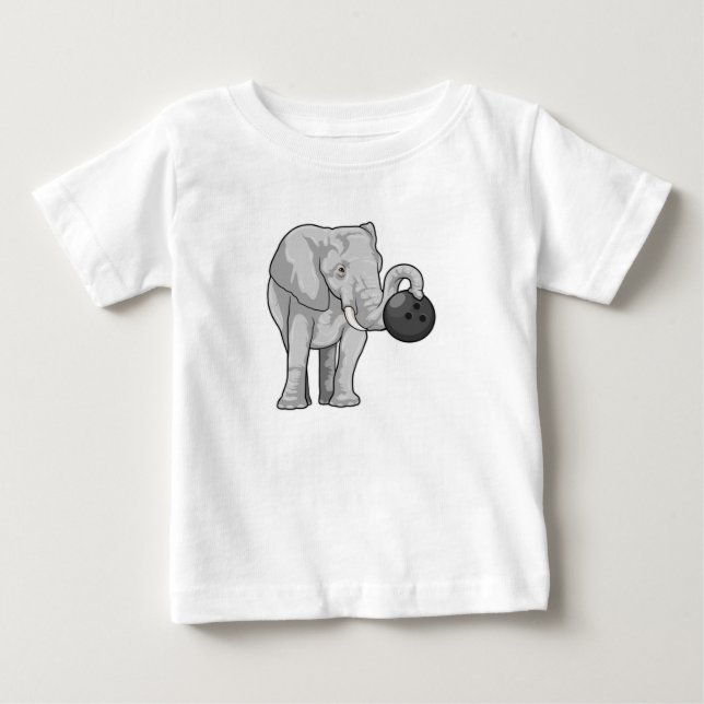 Elephant at Bowling with Bowling ball Baby T-Shirt (Front)